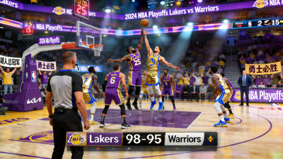 NBA季后赛湖人对阵勇士比赛直播画面